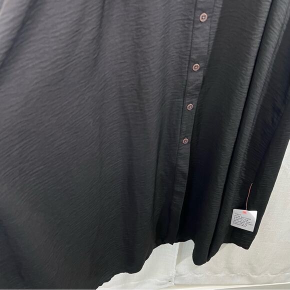 ASOS DESIGN NWT Curve Button Through Waist Midi Shirt Dress Black Size 12 - Picture 8 of 15